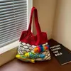 Bolso de Punto de Lana Versátil de Nicho Bolso de Hombro Único Tejido a Crochet Hueco Retro Bloque de Color Bolso Tote de Peces Múltiples Bolso de Mujer