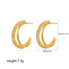 Pendientes de Oro de 18K Geométricos Doble C Circonita Joyería Transfronteriza Europea y Americana Pendientes Calados Brillantes Pendientes Joyería de Moda de Lujo Accesible