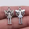 14X25Mm 1g Prata Antiga Retrô Liga DIY Acessórios Pingente Coração Anjo Elfo