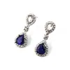 Brincos de Cristal Europeus e Americanos para Mulheres, Brincos Versáteis de Pedra Preciosa em Forma de Gota, Performance de Dança Azul Vermelho Noiva Exagerado B