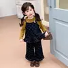 Conjunto Estiloso Soltinho para Meninas Estilo Primavera e Outono 2026 Novo Bebê Menina Poá Jeans Roupas de Outono Conjunto de Três Peças Infantil Tendência