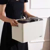 Caja de Almacenamiento de Cuero Sintético Color Crema, Contenedor de Gran Capacidad con Diseño Elegante, Cesta Multifuncional de Almacenamiento para Oficina, Almacenamiento de Mascarillas
