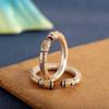 Producto Humano Plata Moda Tendencia Nacional Plata Pura 999.9 Anillo con Patrón de Hierba Rizada Pintado en Oro Antiguo Abierto Anillo Sutra del Corazón para Mujer
