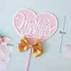Decoração de Bolo Dia das Mães Flores Bonitas Cartão de Bolo de Aniversário Bandeira de Amor Acrílica Sobremesa de Festa