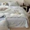 Juego de cuatro piezas de algodón estilo floral, funda de edredón de algodón floral, sábana, sábana bajera, juego de ropa de cama de tres piezas para dormitorio estudiantil