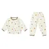 Roupas de Casa Pijama de Desenho Animado para Menino 2026 Nova Coleção Primavera, Outono e Verão Fofo Gola Redonda Urso Cardigan de Algodão Terno Masculino