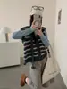 Enviado. Chic coreano otoño nuevo estilo coreano lindo bufanda tres colores rayado chaleco cárdigan 18265