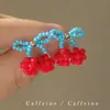 Traje Xiuhe de Noiva Festivo com Brincos Vermelhos com a Palavra "Feliz" Novo Estilo 2025 Brincos Versáteis Doces Florais de Nicho