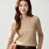 Outono e Inverno Novo Suéter Feminino Gola Redonda Tricô de Trança Completa Cashmere de Cabra Pulôver Grosso Malha de Manga Longa Feminina