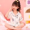 Pijama de verão para meninas, pijama fino de algodão com manga curta, roupa de casa fofa e estilosa para meninas