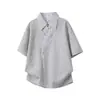 Camiseta Masculina Manga Curta Gola de Camisa Falsa Estilo Americano Marca de Moda Camiseta Solta Costurada Camisa Polo Manga Meia Manga Top Casual