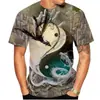 Camiseta de Manga Corta para Hombre con Patrón de Bagua Tai Chi Yin y Yang Impresión 3D Nueva Transfronteriza Europea y Americana Venta Directa de Fábrica Suministro