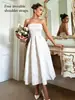 Vestido Feminino Elegante Casual da Moda para Uso Diário Festa Encontro Jacquard Tecido Sem Alças Vestido Gown Estilo Francês