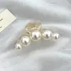 Horquilla Grande de Perlas Vintage Estilo Francés Pinza de Garra de Moda para la Parte Posterior de la Cabeza Accesorio para el Cabello de Temperamento Moderno Pinza de Tiburón
