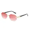 Gafas de Sol de Nuevo Estilo Transfronterizas, Gafas de Sol para Mujer sin Montura con Corte de Borde, Gafas Poligonales de Alta Gama, Gafas de Sol para Conducir para Hombre