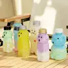 Garrafa de bebida plástica transparente grau alimentício PET com tampa Embalagem de suco celebridade da internet descartável Urso violento garrafa de milk tea