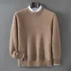 Suéter de cachemir 100% para hombre de otoño e invierno, jersey de cuello medio alto, color liso, estilo business casual, suéter básico de punto de manga larga