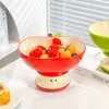 Plato Cerámico para Fruta Fresca para Sala de Estar Uso Doméstico Nuevo Modelo 2025 Alto Valor Estético Lujo Ligero Gama Alta Exquisito Plato para Fruta Manzana con Drenaje