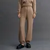 Calça de Moletom Feminina Retrô de Malha Cashmere Moda Casual Simples Versátil Outono e Inverno Novo Estilo Urbano Calças de Cashmere