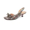 Sandalias de Tacón Alto Weiwei Girl 9366-1 Estilo Francés con Lazo para Mujer, Tacones Finos de Verano, Espalda Descubierta, Cómodas y Deslumbrantes