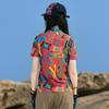 Camiseta Estampada de Secado Rápido para Mujer Cuello Alto Manga Corta Verano Delgada Transpirable Manga Media Deportes al Aire Libre Senderismo y Montañismo Ropa de Secado Rápido