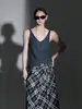Nuevo Estilo Primavera y Verano Chaleco Cardigan de Punto de Acetato de Gama Alta para Mujer Falda de Caída Relajada Conjunto de Ropa Casual para el Trabajo