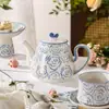 Taza y Platillo de Café Estilo Retro Cerámica para el Hogar Taza de Latte de Aspecto Elegante Estilo Ins Taza y Plato de Té de la Tarde Pintados a Mano Vajilla