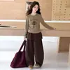 Conjunto de Otoño para Niñas 2026 Nuevo Modelo para Niños Mayores, Conjunto de Dos Piezas Estampado de Manga Larga Maillard, Algodón Puro para Niños Mayores en Primavera