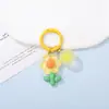 Chaveiro de flor em resina transparente, chaveiro com pingente tridimensional colorido, decoração para capa de fone de ouvido, presente atacado