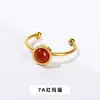 Anel Estilo Europeu Pedra Natural Giratória Aço Titânio Banhado a Ouro Banda Ajustável Cristal Colorido Anel Feminino Joias Atacado