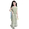 Conjunto de encaje verde para niñas de verano 2026 Nuevo estilo para niños mayores, Moda casual, Ligero, Cómodo, Moderno