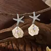 Estilo de Vacaciones Transfronterizo Europeo y Americano Estrella de Mar Degradado Medusa Pendientes Acrílicos Concha Perla Nicho Moda de Alta Gama Versátil