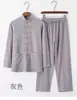 Traje Tang de Algodão e Linho Estilo Chinês Traje de Manga Longa Masculino Estilo Chinês Retrô Solto Dinastia Han Top Tai Chi Traje Zen Traje de Leigo
