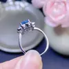Novo Anel Aberto para Mulheres com Topázio Azul Natural e Pedras Preciosas Coloridas, Vendido por Celebridades da Internet em Transmissão Ao Vivo, Pedra Principal 6x8mm