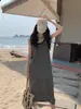 Nuevo Vestido Camisola Rayado de Verano para Mujer, Ropa Exterior Tallas Grandes, Vestido Base Largo, Vestido Holgado Tallas Grandes Europeo y Americano