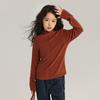 Camisa Básica de Color Sólido para Niños Pudding Haru Nuevo Estilo 2025 Para Niñas Cuello Semi-Alto Terciopelo Cálido Color Jengibre Versátil de Manga Larga Ropa Interior