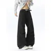 Pantalones de Trabajo Plisados Estilo Americano para Hombre Otoño Diseño Holgado Sentido de la Moda Marca de Tendencia High Street Rudo Genial Casual Pantalones Largos