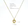Joyería Nueva Transfronteriza Acero Inoxidable 316 Collar Chapado en Oro de 14K Joyería para Mujeres Colgante de Piedra Natural Moda Europea y Americana para Mujeres Venta al por Mayor