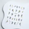 Pegatinas de Uñas Finas Flexibles Pinceladas Negras Mariposa de Tinta Incrustada en Oro Estilo Chino Mariposa Pincelada a Mano
