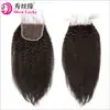 Peruca Real Cabelo Humano Kinky Straight Europeu e Americano Com Fechamento de Renda 4*4