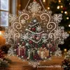 Pingente de Sol de Floco de Neve de Natal Pintura Diamante de Natal Ornamento Acrílico Pendurado em Formato de Floco de Neve