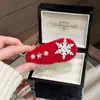 Grampo de Cabelo de Lã com Pérola de Floco de Neve Vermelho, Presilha Lateral para Mulheres, Acessório de Cabelo de Ano Novo de Alta Qualidade, Estilo Despojado para Franja e Cabelo Solto