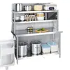 Bancada de Aço Inoxidável Mesa de Camada Dupla Mesa de Corte e Temperos para Vegetais com Suporte Mesa de Operação de Cozinha Personalizada Prateleira de Armazenamento