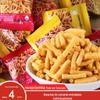 Atacados de fábrica deliciosos lanches puffados da infância casuais a granel caixa completa embalagem individual tiras de camarão picantes