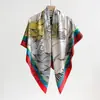 Lenço Quadrado para Mulheres, Design Criativo Estilo Coreano, Xale com Estampa de Plantas e Flores, Moda Elegante para Primavera e Outono, Lenço Quadrado Fino de Sarja