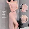 Conjunto de Lingerie Sexy Tentação Pura Desejo Alça Dividida Camisola Arquivo Aberto Vestido Não Removível Cabelo Comprido