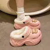 Zapatos de Agujeros de Tacón Alto Forrados de Felpa Invierno Pantuflas de Algodón Extraíbles y Lavables para Uso Exterior Antideslizantes Zapatos Mao Mao para Interiores y Exteriores con Algodón