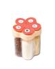 Douyin Same Style Kitchen 5 em 1 Caixa de temperos com tampa Caixa de armazenamento de temperos de 5 compartimentos Tanque de armazenamento de temperos em pó de plástico