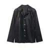 Para Exportação Europeia e Americana Transfronteiriça Roupas Femininas Aliexpress Popular Outono Simples Gola de Terno Jaqueta de Couro PU