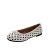 Sapatilhas de bolinhas estilo francês para mulheres, novos sapatos de mola-verão 2026 sem cadarço para noite, sapatos rasos baixos Mary Jane